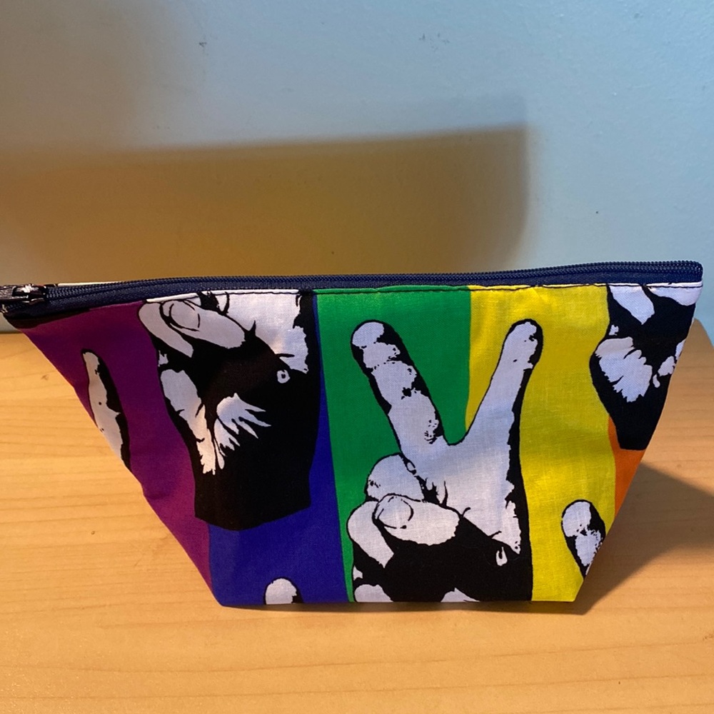 Peace for all. Colorful accessory zippered bag unisex